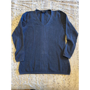 Vintage Pendleton Long Sleeve Cotton Knit Dark Blue Sweater Womens Size Large